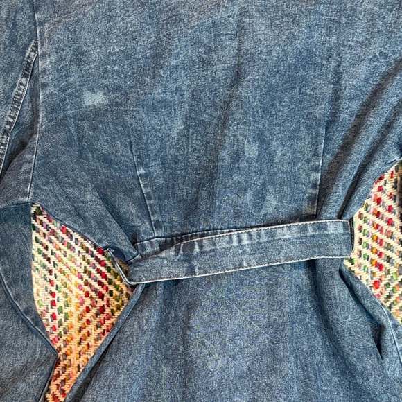Acid Washed Denim Button-Up Midi Dress with Belt - XL - Picture 8 of 15